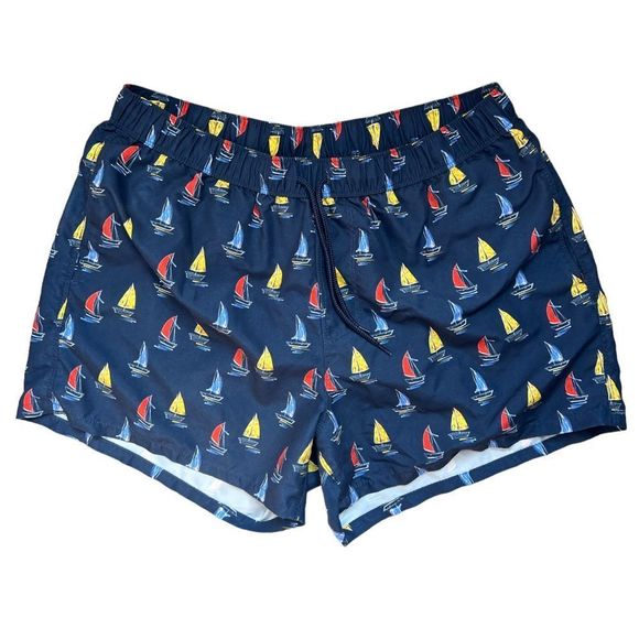 ASOS design — Men's Swim Trunks With Nautical Print Short Length Size Large - Picture 3 of 5